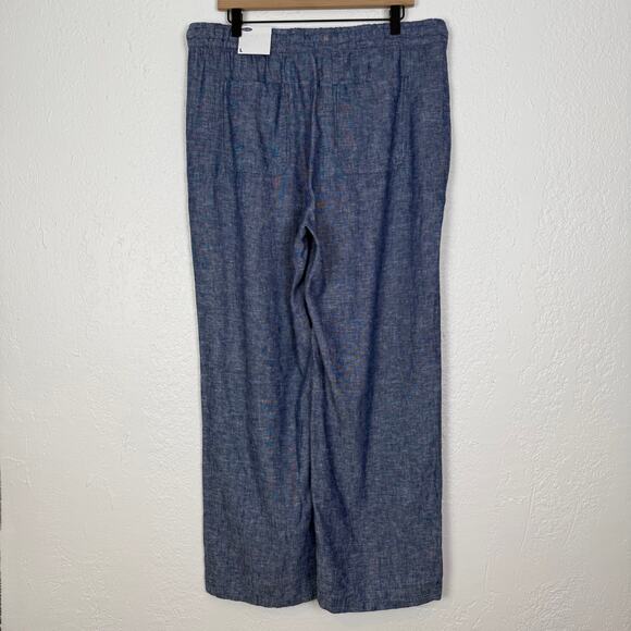 Old Navy High Rise Wide Leg Linen Blend Pants Chambray Blue NWT Size Large - Picture 3 of 5